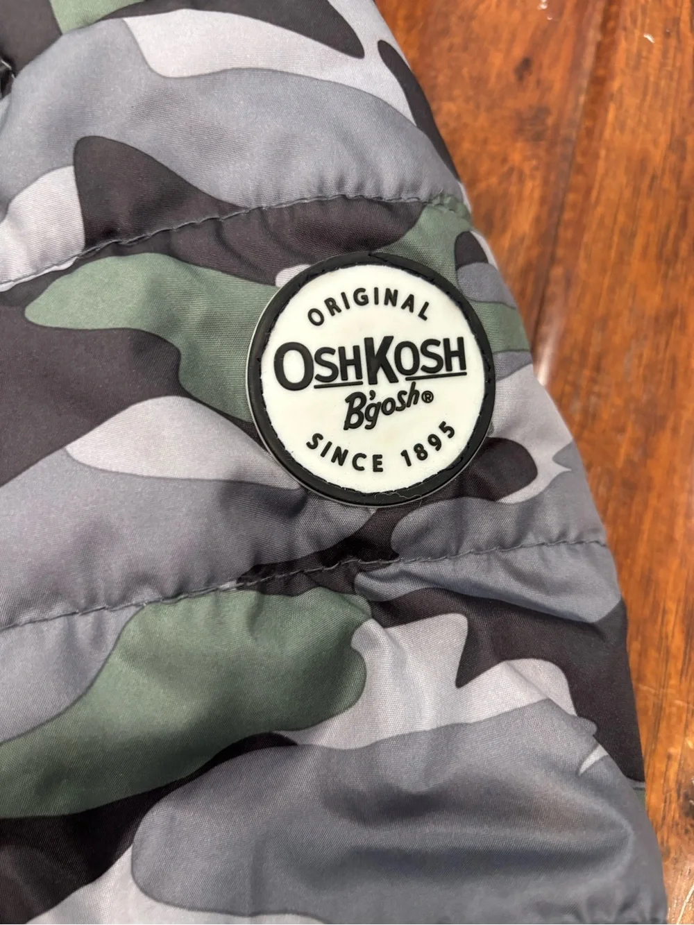 OshKosh B’gosh Boys Camo Puffer Winter Coat Jacket Orange Fleece Lined Size M
